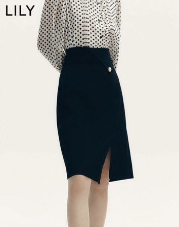 LILY new Black Skirt wool blend office wear S