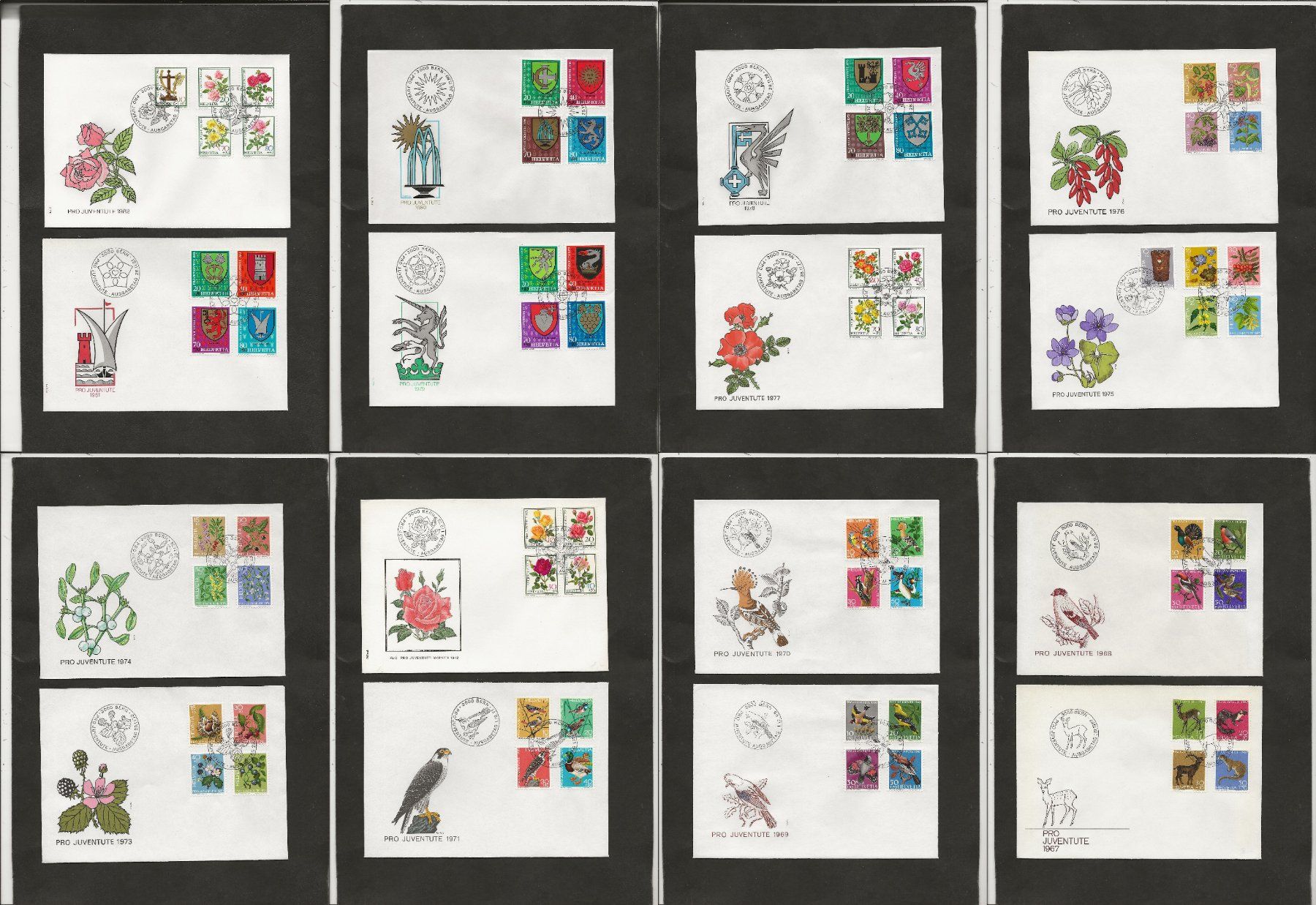 Alle Briefmarken: Schweiz Pro Juventute FDC 1967 bis 1982 – Gebraucht aus Au ZH von xelagreb01