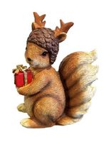 Weihnachtsdeko Eichhörnchen mit Geschenk 17 cm