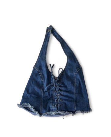 Denim halter crop top