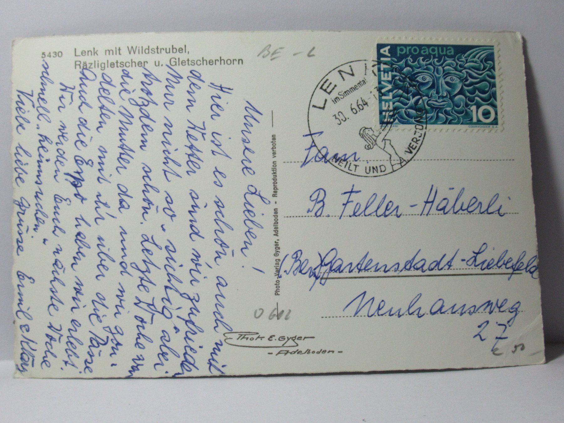 Cartoline postali: Lenk mit Wildstrubel 1964 – Usato da Grenchen venduto da Bluemchen1900 1