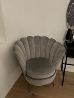 Muschel Sessel Samt Grau, Goldene Füsse, Top Zustand!