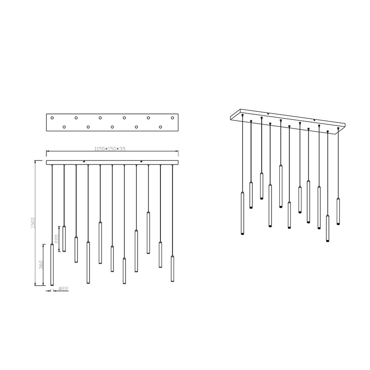 Lampadari & plafoniere: LED Pendelleuchte, Schwarz, 115 x 15 cm – Nuovo (secondo la descrizione) da Kreuzlingen venduto da Smart-Light 8