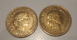 10 Rp 1918 & 1919 messing - ab 1 Fr.