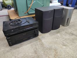 SONY Verstärker mit Lautsprecher/Subwoofer, DENON CD-Player