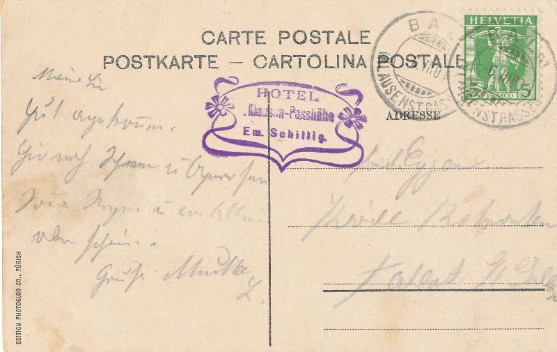 Cartoline postali: Klausenstrasse Hotel Stempel + 1910 – Usato da Emmenbrücke venduto da teestube 1