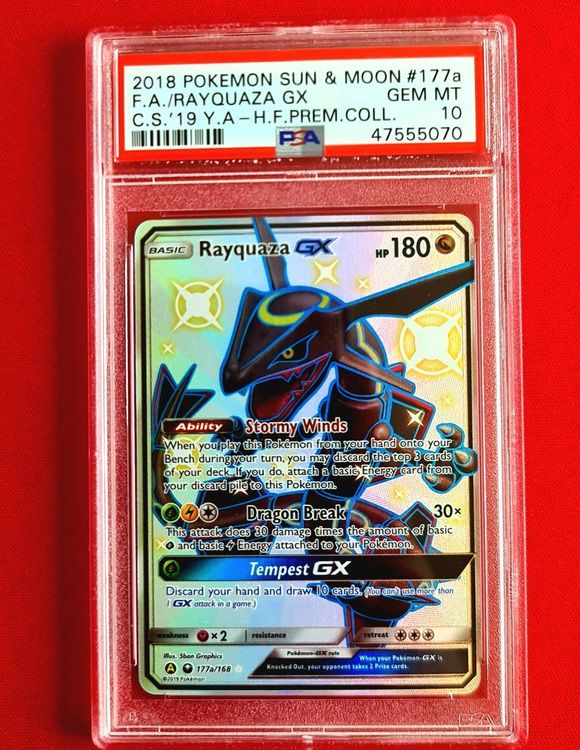 PSA 10] - Shiny Rayquaza GX 177a/168 Hidden Fates Premium Collection