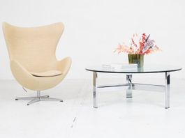 Runder 1960er Jahre Couchtisch mit Glasplatte