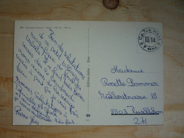 Cartoline postali: Chermignon-Dessus, Poste de campagne – Usato da Rieden SG venduto da Brockehuesli 1