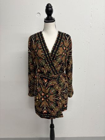 Farm Rio Wickelkleid Muster mini Martina Scharf Gr.L schwarz