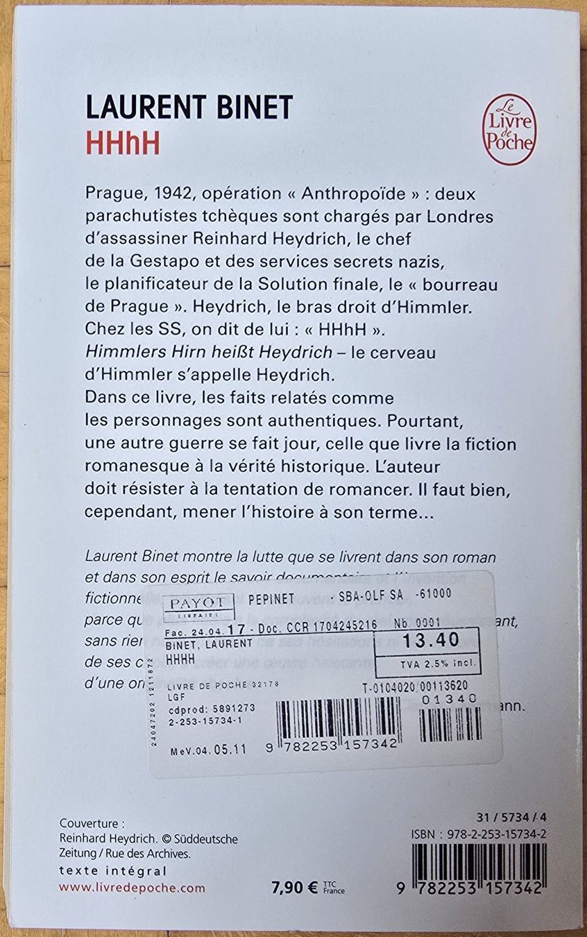 Libri: Laurent Binet : HHhH (Neuf) – Nuovo e nell'imballaggio originale da Froideville venduto da xXSebastienXx 1