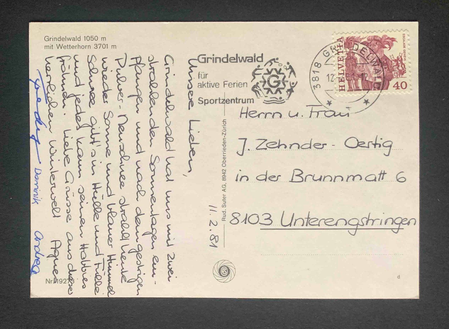 Cartoline postali: AK Grindelwald mit Wetterhorn – Usato da Goldau venduto da artelier1 1
