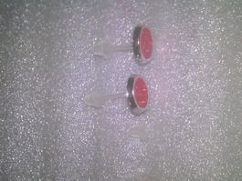 ohrringe modeschmuck,,,silber farbe und rot,,,glanzig