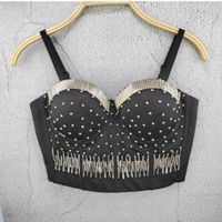 NEUES Crop Top schwarz-silber mit Brust Cups Gr. XS - 221691
