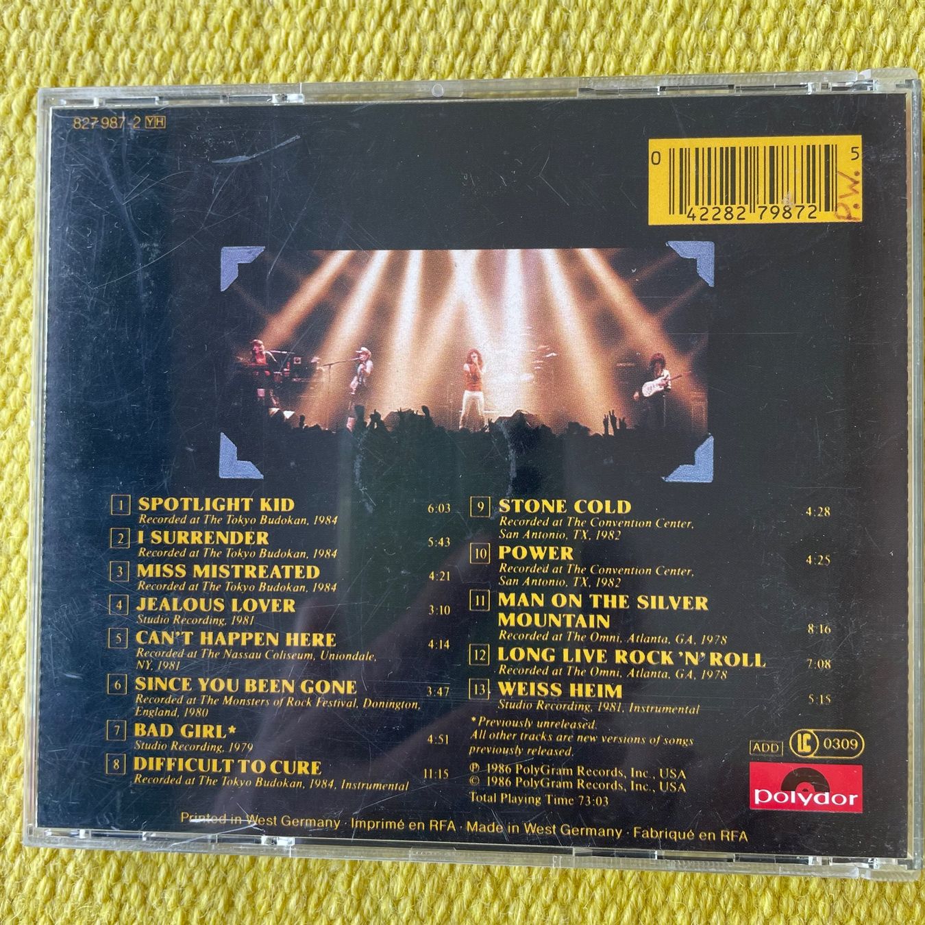 CD: RAINBOW RITCHIE  BLACKMORE-FINYL VINYL86 – Usato da Rorschacherberg venduto da CD-Roli 1
