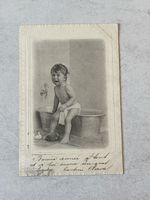 Alte Ansichtskarte, ca. 1910, Kind in Badewanne,