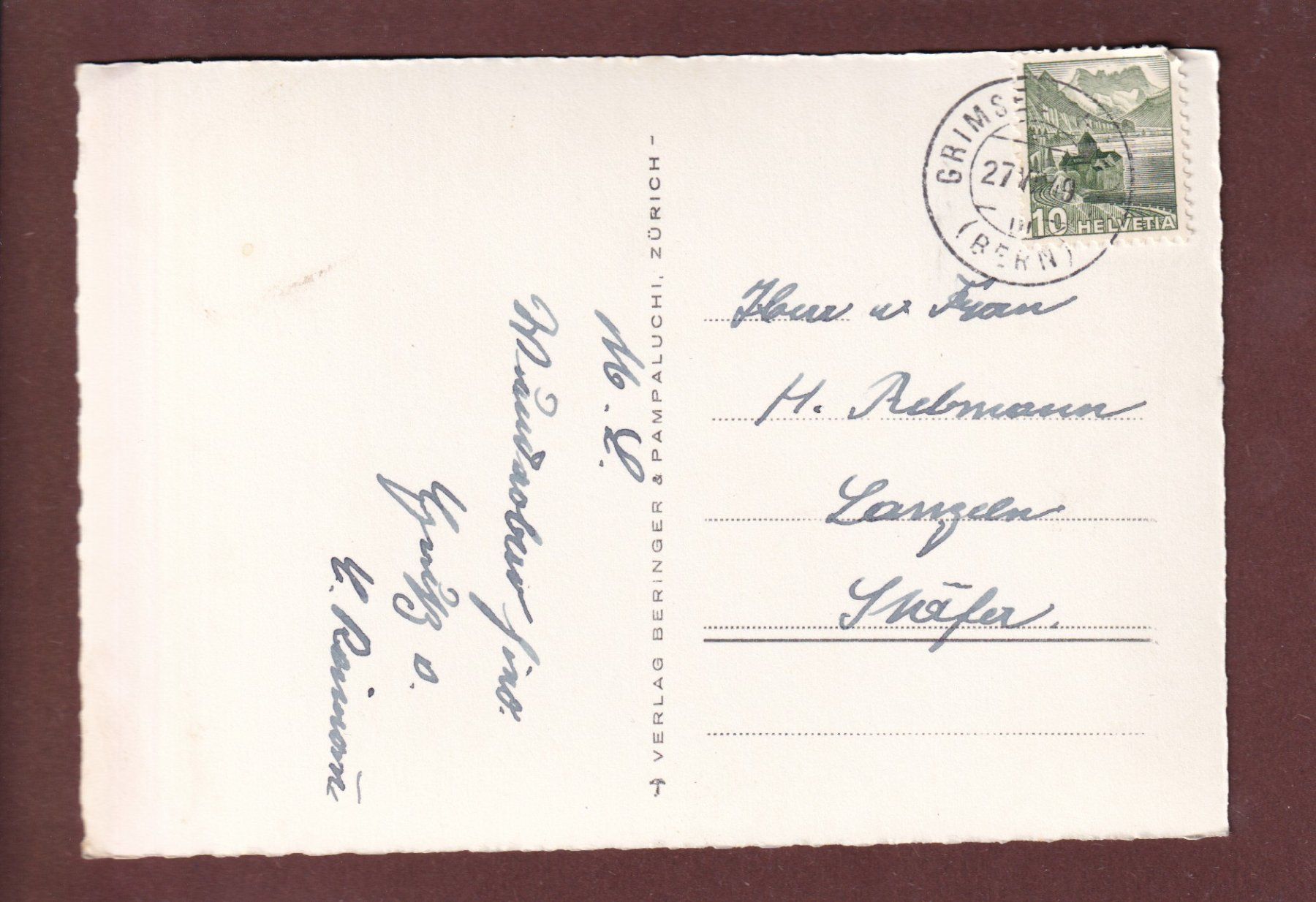Ansichtskarten: RHONEGLETSCHER - Gletsch - 1949 – Gebraucht aus Pully von nicecards 1