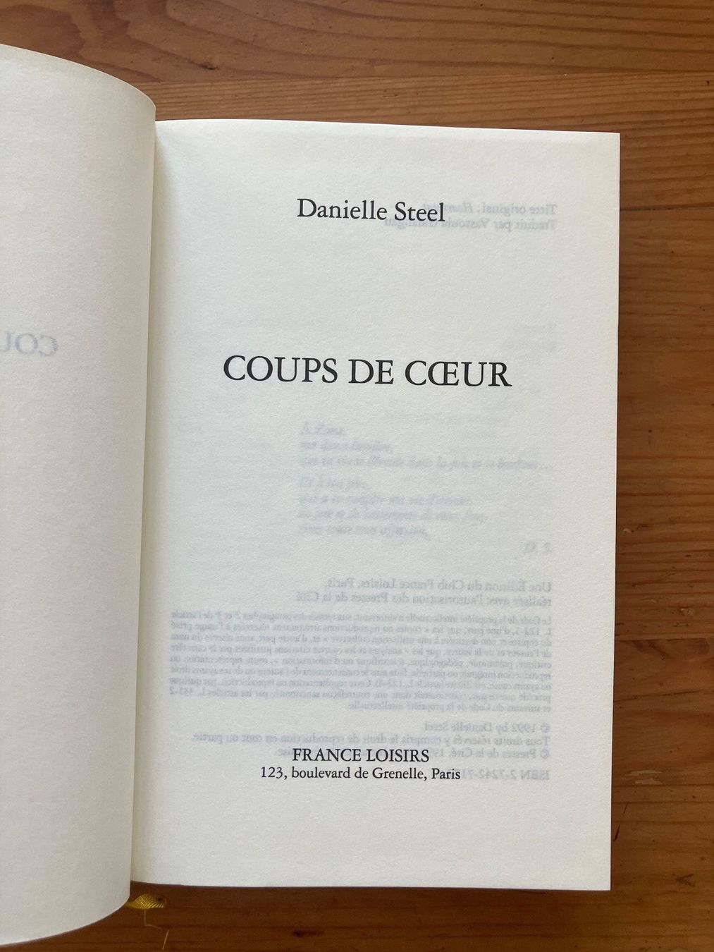 Libri: Coups de cœur (Danielle Steel) – Usato da Meyrin venduto da Julien333 1