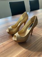 Goldene Peep-Toe High Heels von Melrose zu verkaufen
