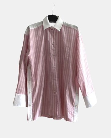 Bluse ZARA gestreift rosa weiss Oversize Sandro Stil