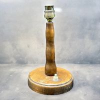 Ancienne lampe de table en bois et laiton années 1920/30