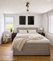 Boxspringbett Cosima 180x200cm beige mit Bettkasten