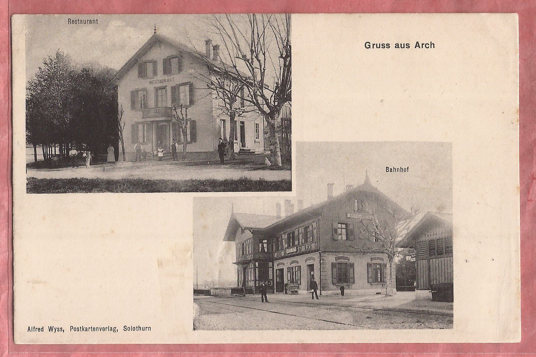 Cartoline postali: Arch - Restaurant und Bahnhof - bei Grenchen - ca. 1915 – Usato da Fislisbach venduto da Porano