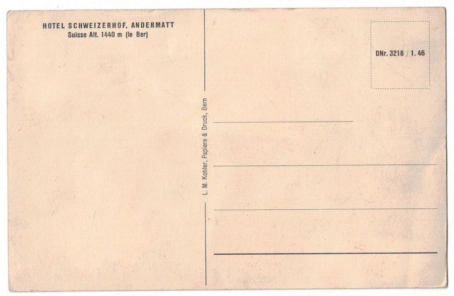 Cartoline postali: Andermatt, Hotel Schweizerhof, Bar – Usato da Frauenfeld venduto da POML 1