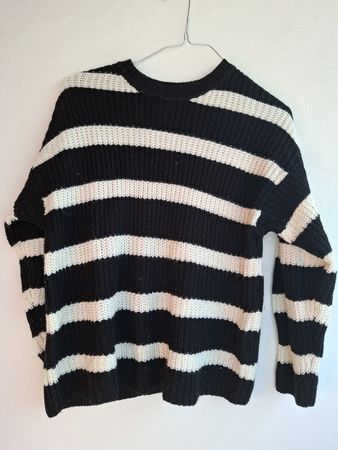 Pullover Chicoree gestreift schwarz weiss Grösse M