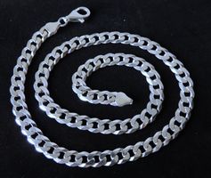 Silber 925 Flachpanzer Halskette 45 cm / 7 mm