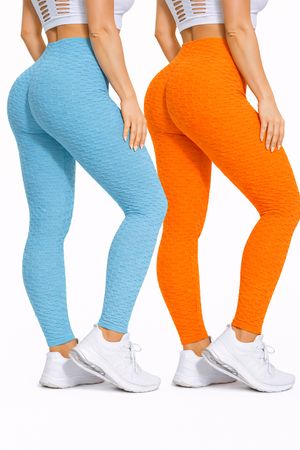 2x Damen Sport Leggings Push Up Fitness Gym Scrunch NEU XL