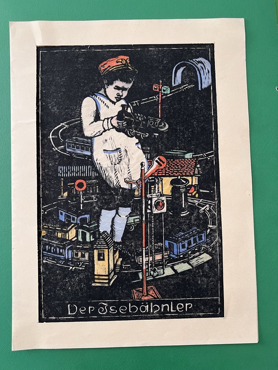 Xilografie: E. Thomann Original Holzschnitt Eisenbahn Eisenbahner – Usato da Adliswil venduto da bilderboerse-zuerich 1