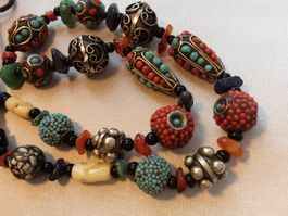 Top Tibet Halskette Collier, Jade, Knochen,Lapis, Carneol