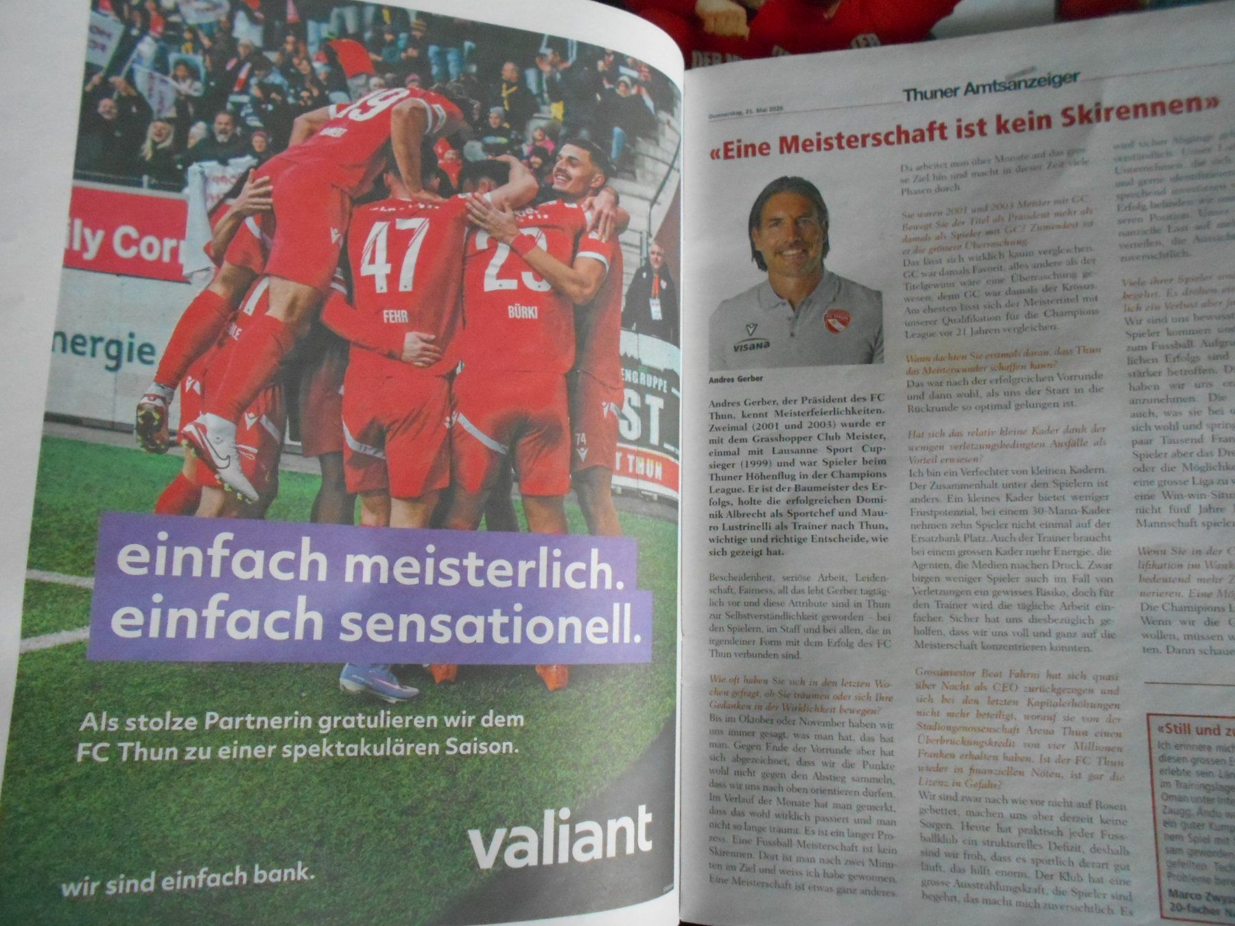 Foto & Immagini: FC Thun Schweizer Meister 2025/26 POSTER – Nuovo e nell'imballaggio originale da Hünibach venduto da vielesachen 2