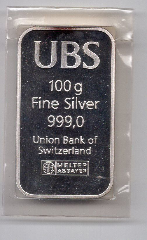Edelmetalle: (1091) Silberbarren 100 g, UBS, stgl – Gebraucht aus Rüthi (Rheintal) von erdnuessli1