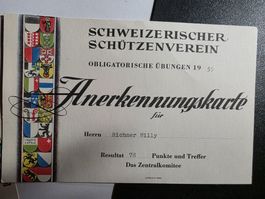Anerkennungskarte Schützen Verein 1955