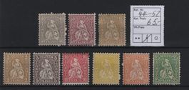 Serie Sitzende Helvetia Faserpapier Nr.44-52 mit Falz Kat 65