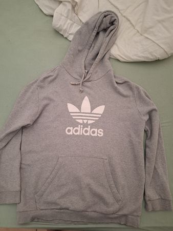 Felpa con cappuccio adidas grigia taglia L usato
