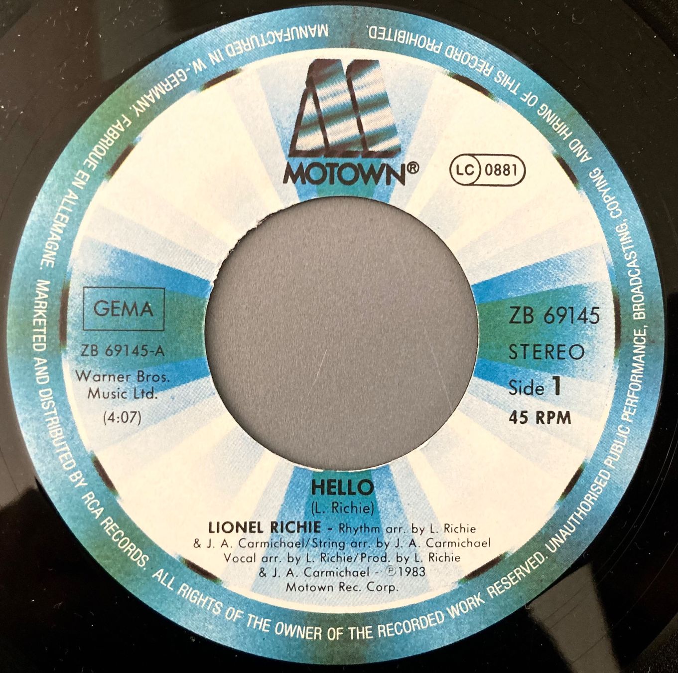 Schallplatten: LIONEL RICHIE - HELLO – Gebraucht aus Poliez-Pittet von Newtown-Records 2