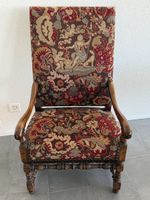 alter Sessel im Louis-XIV-Stil mit schönem Gobelin Bezug