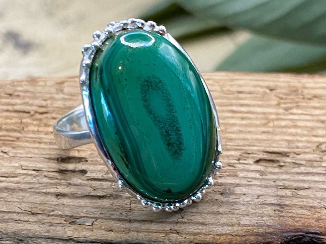 Anelli: Malachit Ring in Sterlingsilber, Gr.56 – Nuovo (secondo la descrizione) da Luzern venduto da S.Kern01