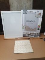 Weisser Bilderrahmen für Gästebuch mit Holzherzen 🤍