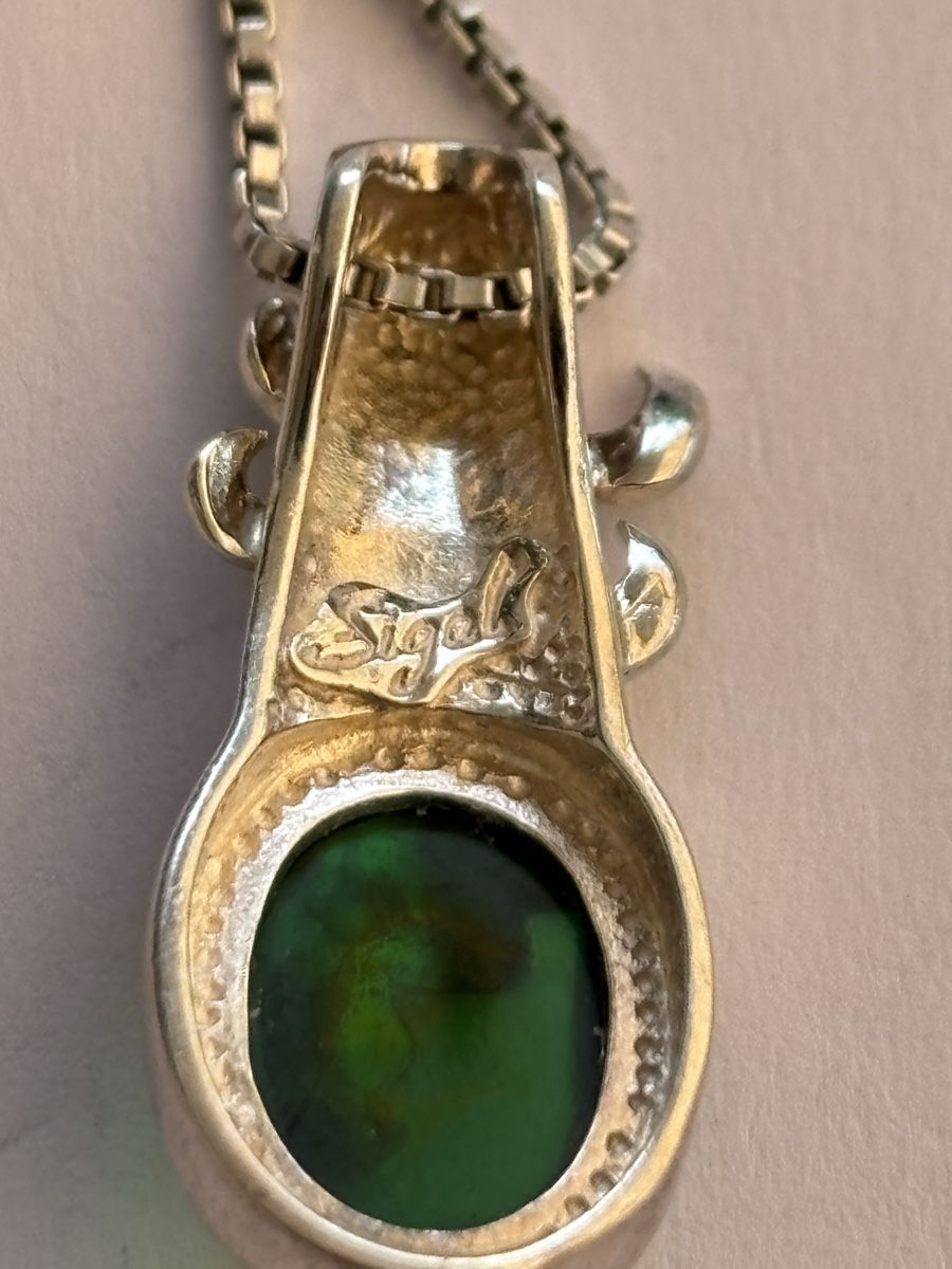 Catenine: Collier mit Anhänger, Silber800 , Emaille, Stein, Sigal – Usato da Langnau am Albis venduto da flusspflege 6