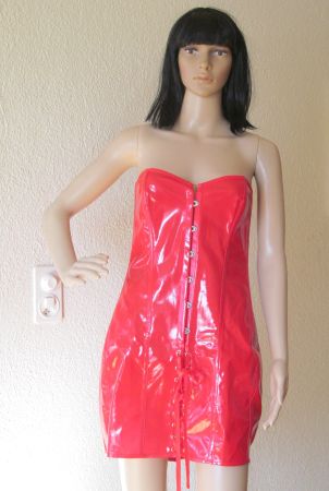 NEU Rotes Lackmieder Miederkleid Korsett ETLESTE 2XL
