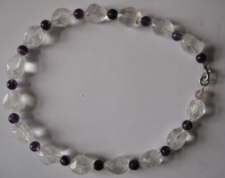 NEU: Bergkristall Fluorit Schmuck Kette Collier Edelstahl