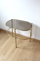 Vintage Beistelltisch Messing Rauchglas Hollywood Regency