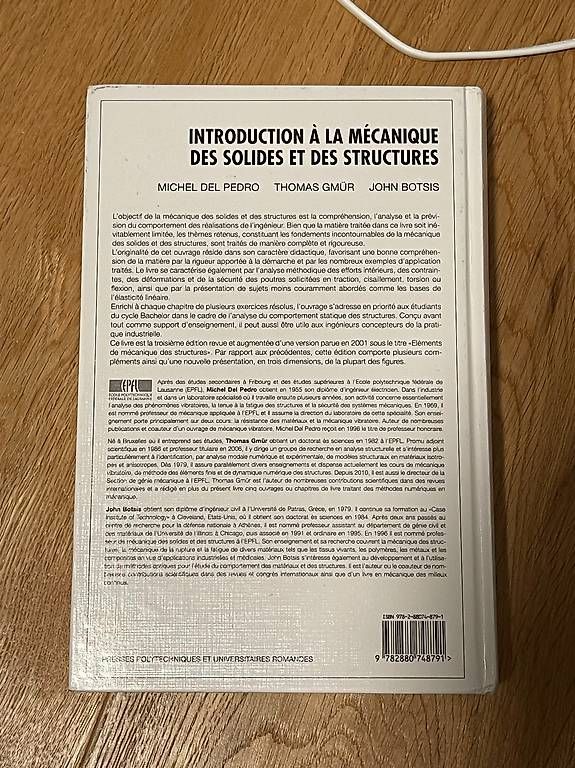 Libri: Introduction à la Mécanique des Solides et des Structures – Usato da Murten venduto da dhade 1