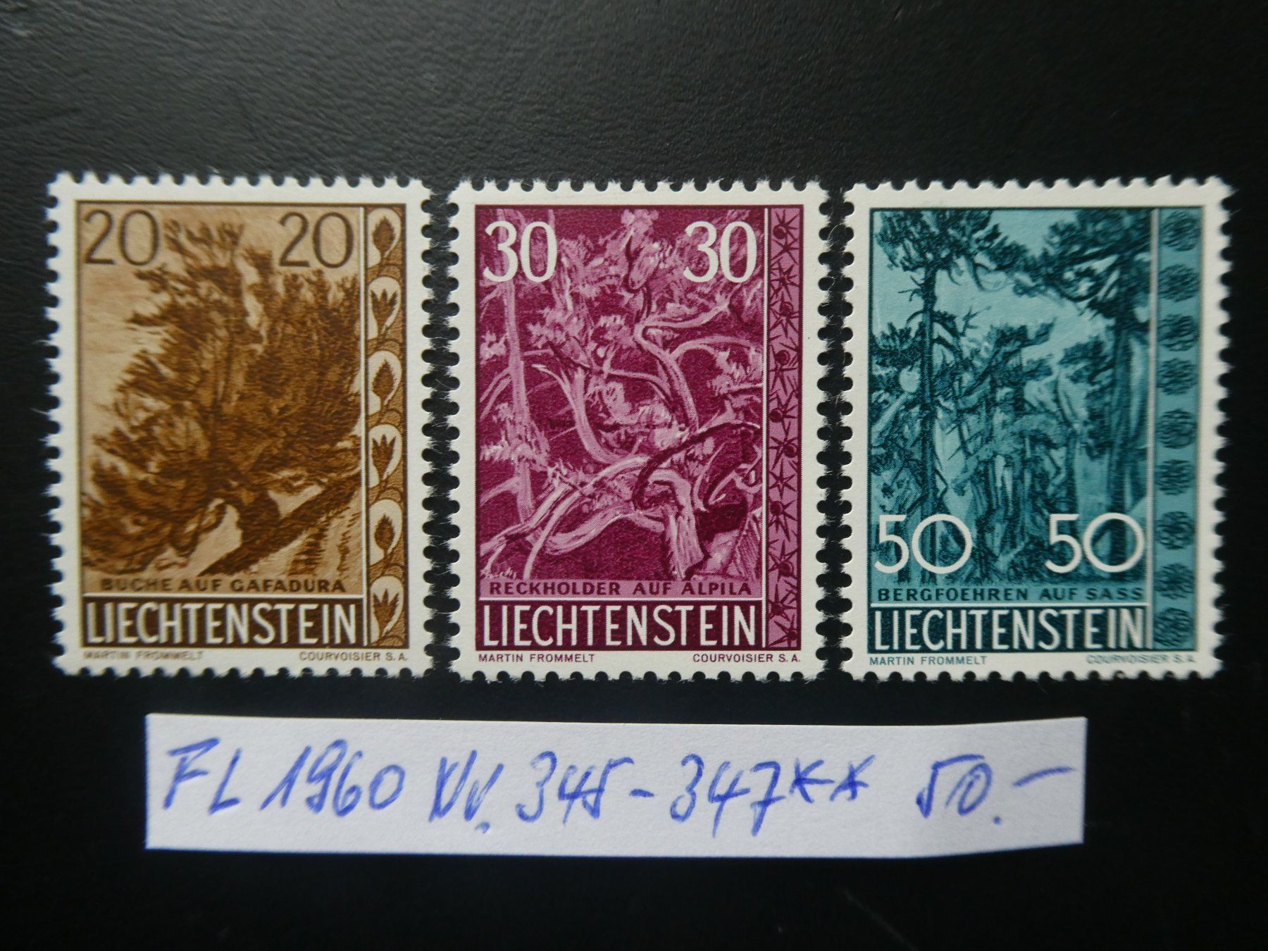 Tutti i francobolli: FL 1960 Nr. 345-347 postfrisch ** – Usato da Lausen venduto da Herbamare01