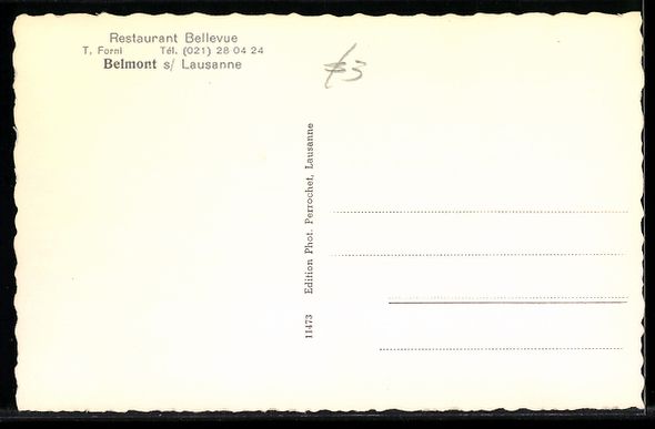 Cartoline postali: Belmont s. Lausanne, Restaurant Bellevue – Usato da Berlin venduto da bartko-reher 1