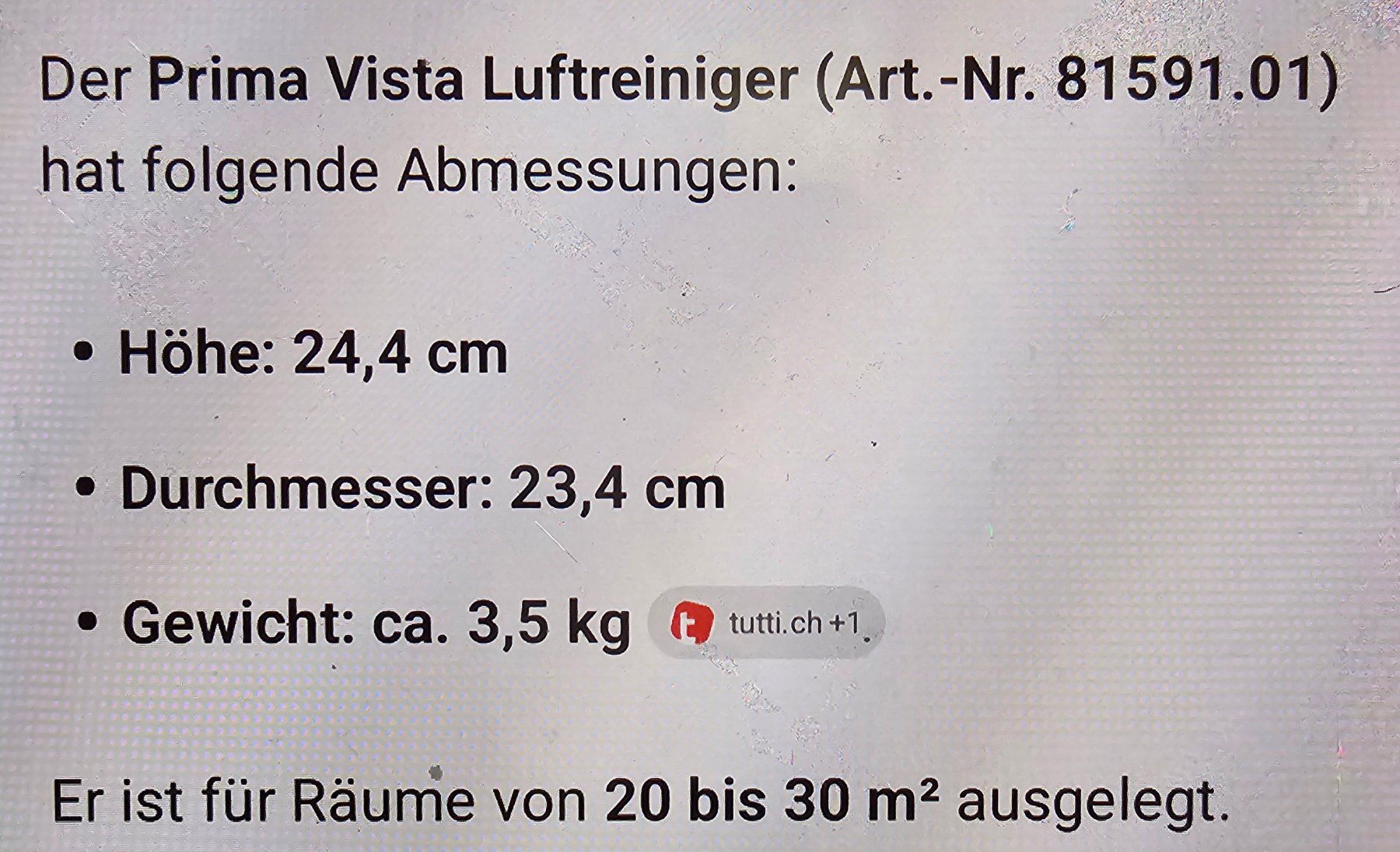 Purificateurs d'air: Der Prima Vista Luftreiniger – D'occasion à Schaffhausen par Waldi.W 4